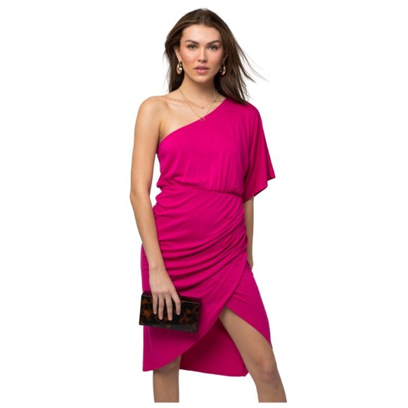 FUSCIA ONE SHOULDER  DRESS
